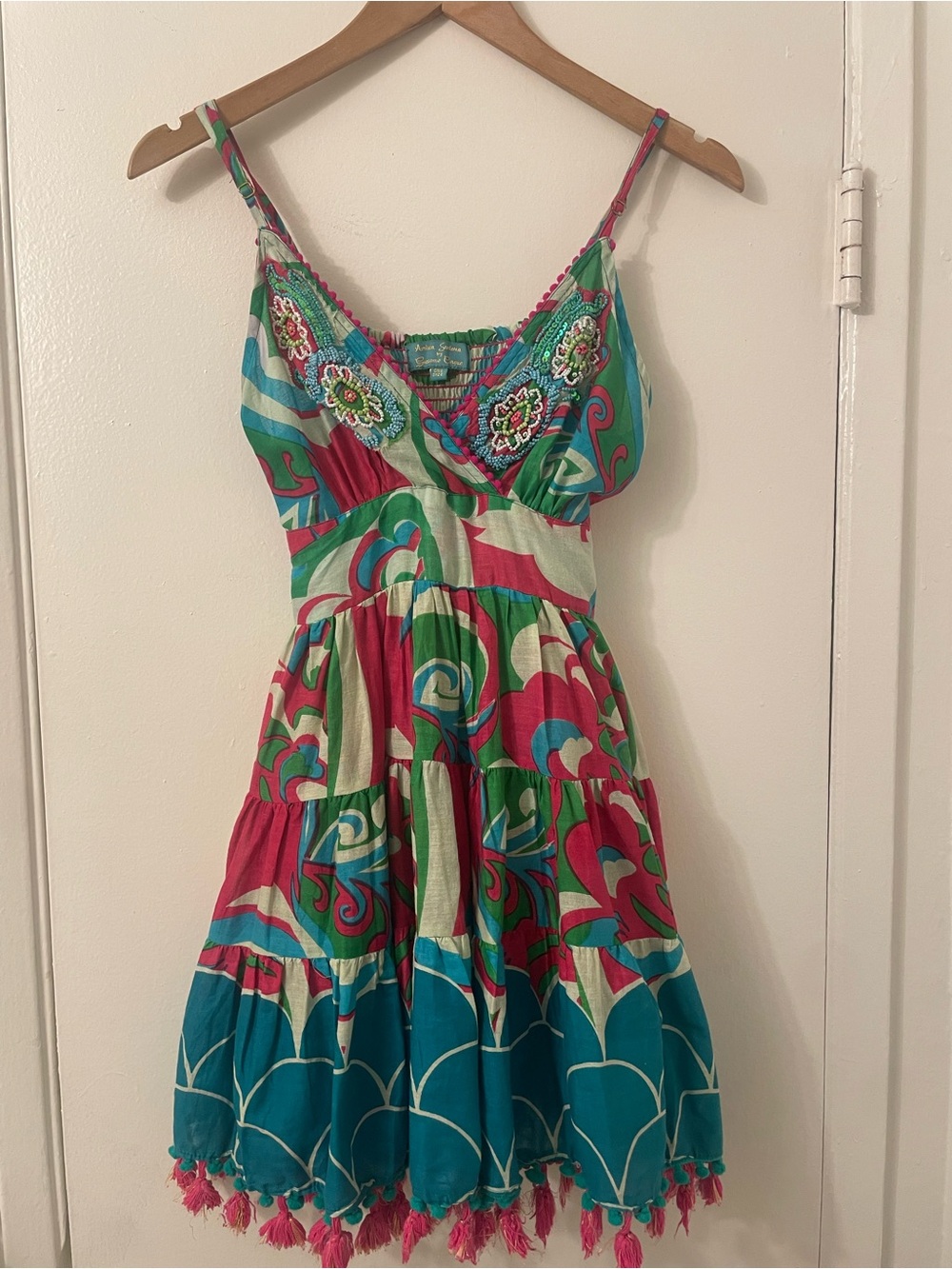 Antica Sartoria Beaded Boho Mini Dress